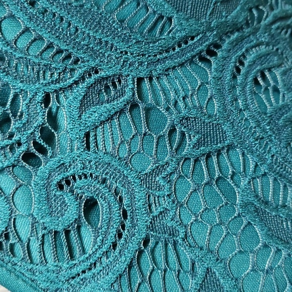 Wisp Petites NWT Deep Teal Lace Cap Sleeve Dress, Size 4 - Picture 6 of 7